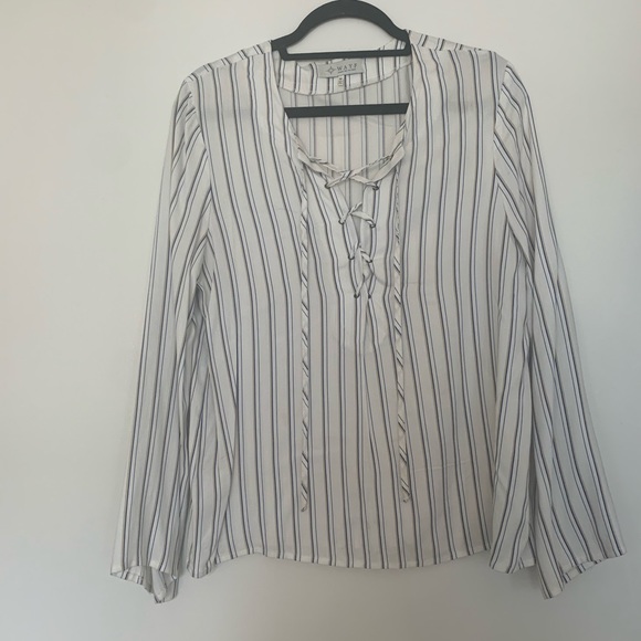 WAYF stripe top with tie front - Picture 1 of 8